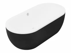 Shower & Design Bañera exenta ovalada negra mate de 234 L, 173 x 78 x 57 cm, NEPTUNA