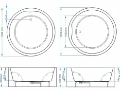 Best Shower & Design Bañera exenta redonda blanca de 165 L, 130 x 130 x 58 cm, LAGUNO Blanco