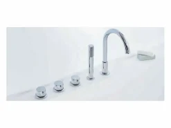 Best SANYCCES Bañera exenta TRENTO MURO | 175 cm - Con grifo sobre Borde Blanco