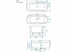Sale Shower & Design Bañera hidromasaje SIRGAO 155L 150x75x56 cm Negro