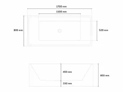 Clearance Bañera Independiente Diseño Clásico Rectangular De Resina Eubea Multicolor