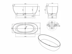 Best Bañera isla - 292L - 160 x 72 x 56 cm - - Resina - SPAVO Bañera Exenta
