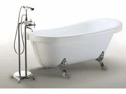 Online ELITESHOPPING Bañera isla vintage 170 x 80 cm con patas plateadas - Marigold Blanco