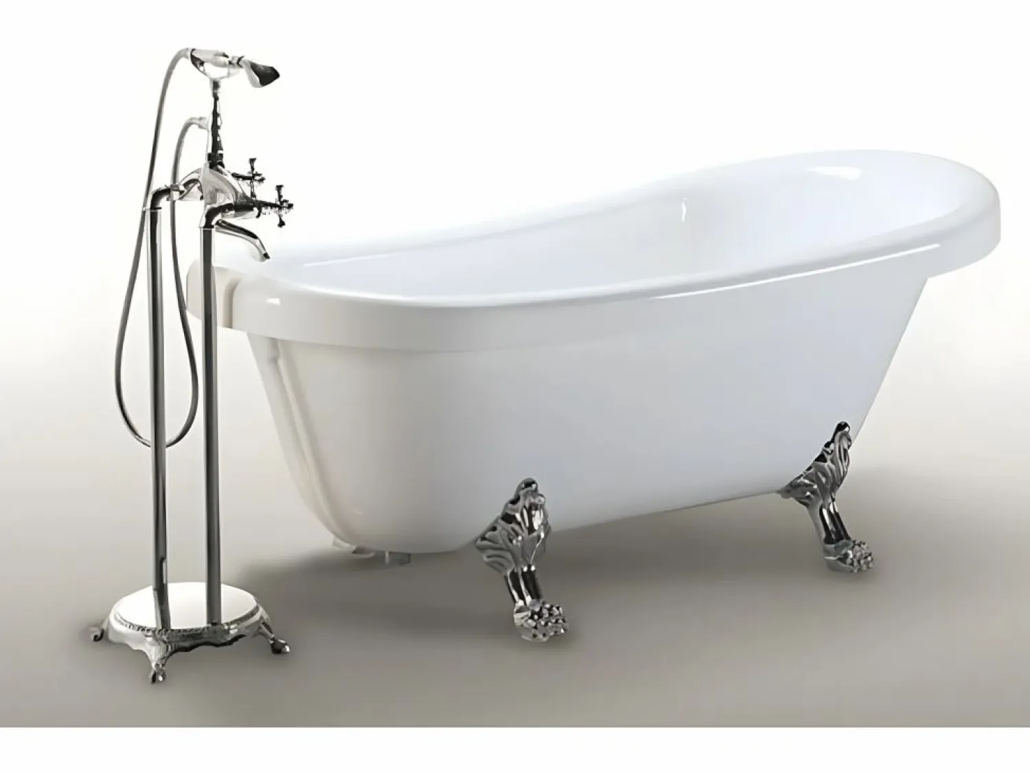 Online ELITESHOPPING Bañera isla vintage 170 x 80 cm con patas plateadas - Marigold Blanco