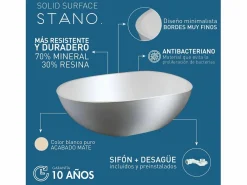 Hot STANO Bañera moderna Solid Surface MALMO exenta 165 cm Blanco
