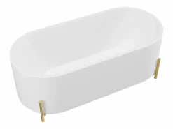 Clearance Shower & Design Bañera ovalada independiente blanca con patas doradas - 230 L - 160 x 73,5 x 59 cm - ALONSA Blanco / Dorado