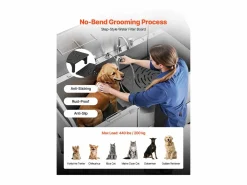 Bañera para Perros SucceBuy, Animales de Compañía Acero Inoxidable 155 cm, Rampita de Puerta Izquierda