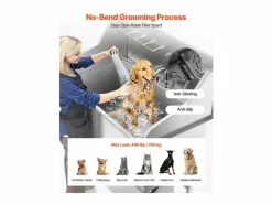 Clearance Bañera para Perros SucceBuy, Animales de Compañía Acero Inoxidable 127,5cm, Rampita de Puerta Izquierda Plateado