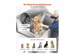 Bañera para Perros SucceBuy, Animales de Compañía Acero Inoxidable 127,5cm, Rampita de Puerta Derecha