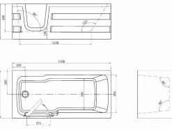 Shower & Design Bañera rinconera con puerta SERVEE - 235L - 170x76x62 cm - ángulo izquierdo - sifón