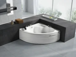 New Shower & Design Bañera rinconera NAVONA - 1 plaza - 263L - 135x135xAlt.54cm Blanco