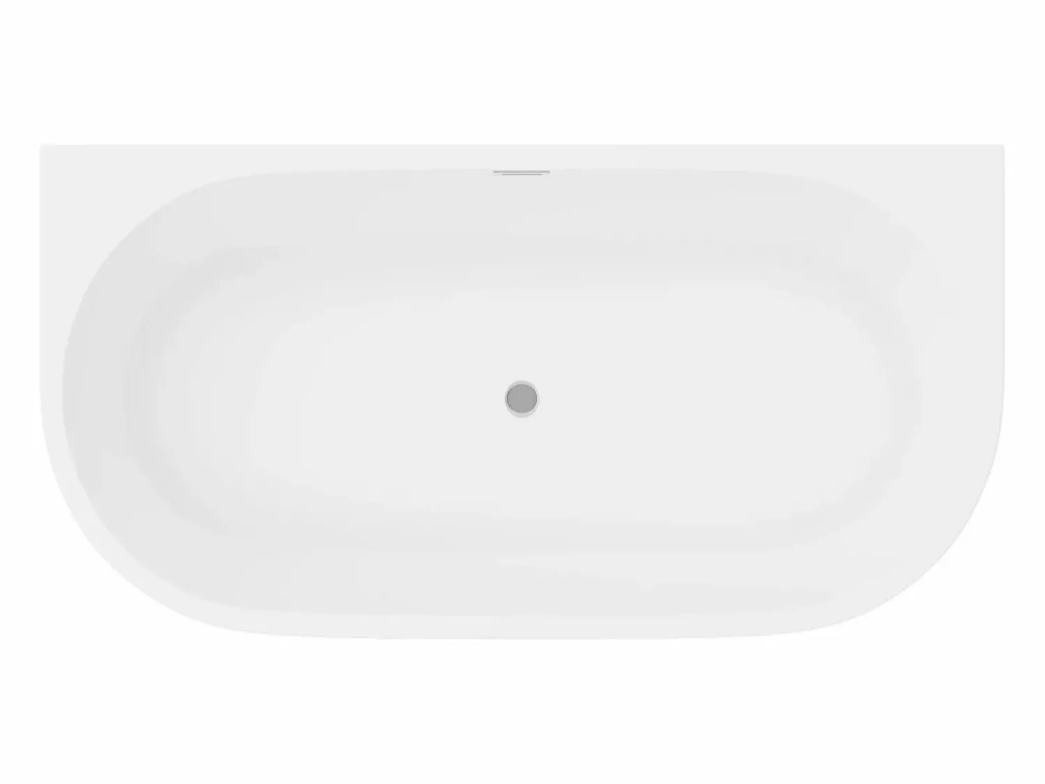 Discount Shower & Design Bañera semi exenta ovalada blanca en acrílico, 175L, 130 x 71,5 x 58 cm, DIVINA Blanco