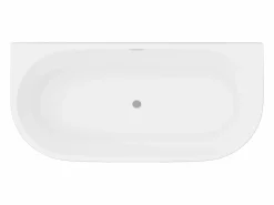 Best Bañera semi exenta ovalada negra en acrílico, 175L, 130 x 71,5 x 58 cm, DIVINA Bañera Semi Exenta