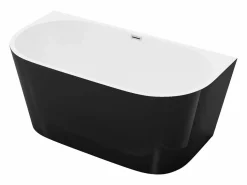 Discount Bañera semi exenta ovalada negra en acrílico, 200L, 149,5 x 75 x 58 cm, DIVINA Bañera Semi Exenta
