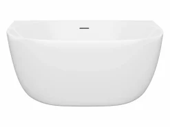 Best Bañera semi-exenta blanca - 167 L - Acrílica - 130 x 72 x 58 cm - AMOSARI Bañera Semi Exenta