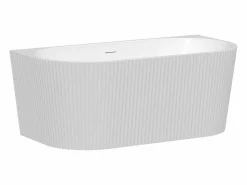 Sale Shower & Design Bañera semi-exenta estriada de acrílico blanca, 206L, 149 x 75 x 58 cm, ZELINA Blanco