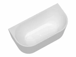 Sale Shower & Design Bañera semi-exenta estriada de acrílico blanca, 206L, 149 x 75 x 58 cm, ZELINA Blanco