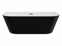 Sale Bañera semi-exenta negra de acrílico, 255L, 180 x 75 x 58 cm, DIVINA Bañera Semi Exenta