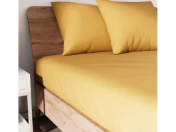 Online Bajera ajustable de algodón 90x190 cm JERSEY mostaza Sábana Bajera