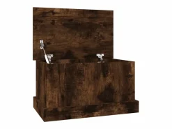 vidaxl Baúl almacenaje madera contrachapada roble ahumado 50x30x28 cm