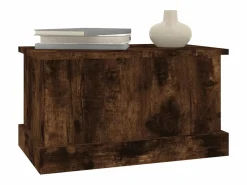 vidaxl Baúl almacenaje madera contrachapada roble ahumado 50x30x28 cm