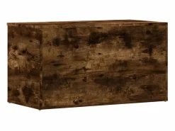 vidaxl Baúl almacenaje madera contrachapada roble ahumado 84x42x46 cm