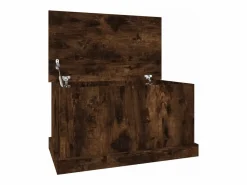 Clearance Baúl almacenaje madera contrachapada roble ahumado 70x40x38 cm Baúl Y Arcón