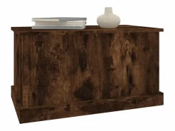Clearance Baúl almacenaje madera contrachapada roble ahumado 70x40x38 cm Baúl Y Arcón