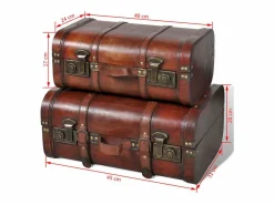Discount Baúl cofre de madera vintage marrón 2 unidades Baúl Y Arcón