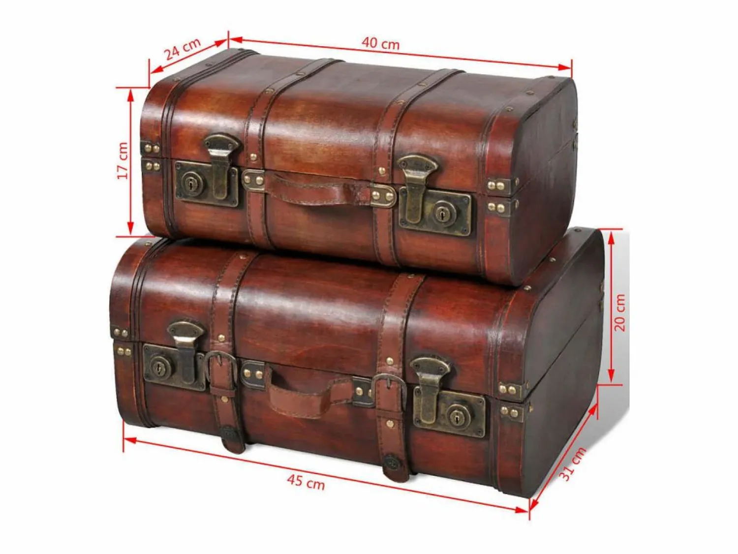 Discount Baúl cofre de madera vintage marrón 2 unidades Baúl Y Arcón