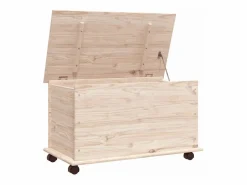 Baúl de almacenaje con ruedas ALTA madera maciza 73x39,5x44 cm ES330437