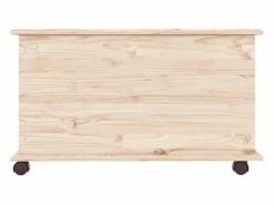 Outlet vidaxl Baúl de almacenaje con ruedas ALTA madera maciza 73x39,5x43 cm Color natural claro