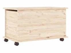 Outlet vidaxl Baúl de almacenaje con ruedas ALTA madera maciza 73x39,5x43 cm Color natural claro