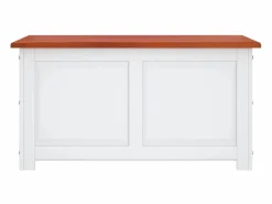 vidaxl Baúl de almacenaje con tapa madera de acacia marrón y Blanco