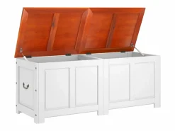 Outlet Baúl de almacenaje con tapa madera de acacia marrón y Baúl Y Arcón