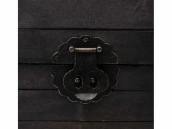 vidaxl Baúl de almacenaje estilo vintage madera maciza 120x30x40 cm Negro