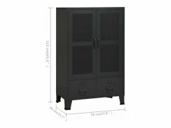 Hot vidaxl Baúl de almacenaje industrial metal 70x40x115 cm Negro