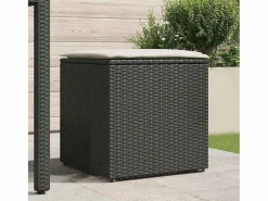 Clearance Baúl de almacenaje 50x50x50 cm en ratán sintético Negro