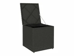 Clearance Baúl de almacenaje 50x50x50 cm en ratán sintético Negro