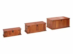vidaxl Baúl de almacenamiento 3 piezas de madera maciza de acacia