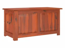 Baúl de almacenamiento con tapa madera maciza de acacia marrón ES732492