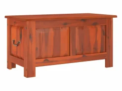 Best Baúl de almacenamiento con tapa madera maciza de acacia marrón Baúl Y Arcón