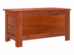 Best Baúl de almacenamiento con tapa madera maciza de acacia marrón Baúl Y Arcón