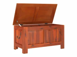 Best Baúl de almacenamiento con tapa madera maciza de acacia marrón Baúl Y Arcón