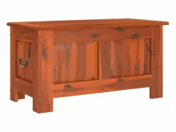 Clearance Baúl de almacenamiento con tapa madera maciza de acacia marrón Baúl Y Arcón