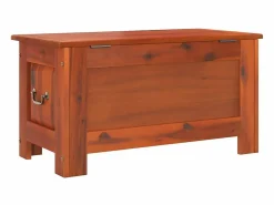 Clearance Baúl de almacenamiento con tapa madera maciza de acacia marrón Baúl Y Arcón