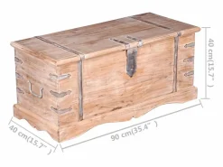 vidaxl Baúl de almacenamiento de madera de acacia