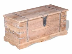 vidaxl Baúl de almacenamiento de madera de acacia