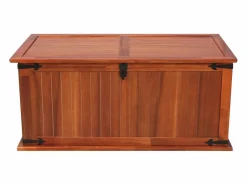 Online Baúl de almacenamiento de madera maciza de acacia 79x34x32 cm ES495527 Marru00f3n