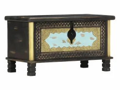 Hot Baúl de almacenamiento madera de mango 80x40x45 cm Baúl Y Arcón